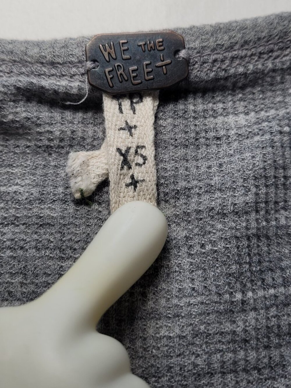FP We The Free Coastline Waffle Knit Peplum Henley Top Thermal Gray XS Boho - Picture 3 of 9